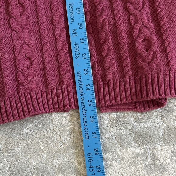 LL Bean Cardigan Sweater Womens Large Cotton Fisherman’s Raspberry Pink - Picture 7 of 7